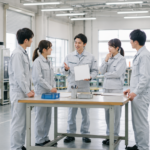 作業後の短い振り返りで次に楽になる工夫を一つ出す職場改善の場面
