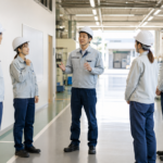 朝礼でいつもと違う体調を早めに伝えやすくする職場改善の場面