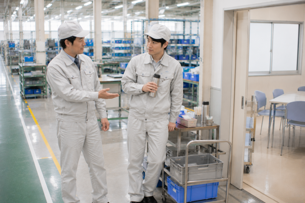 休憩を短く済ませがちな現場で休める場所を一緒に確認する職場改善